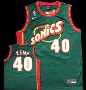  NBA Seattle Sonics 40 Shaw Kemp Swingman Throwback Green Jersey